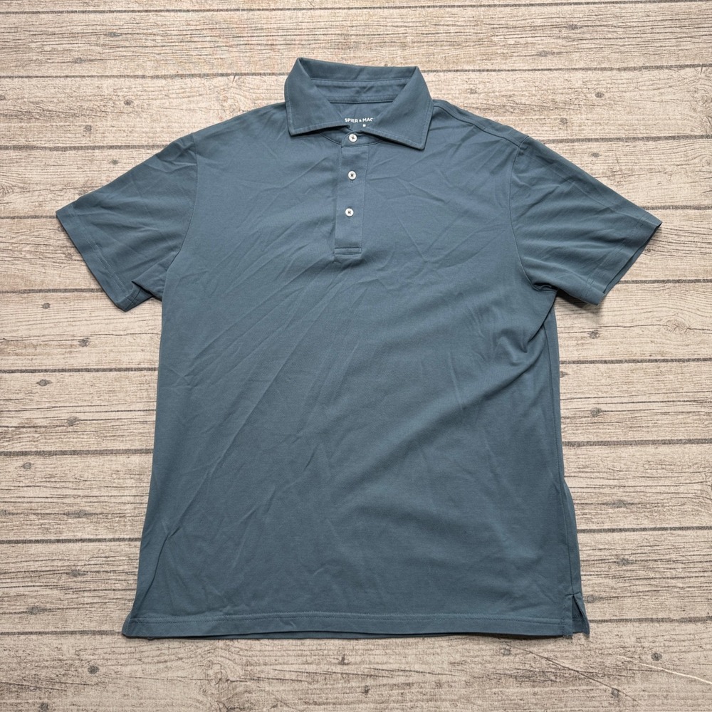 Spier & Mackay Polo Shirt Men's Medium Blue Short Sleeve Pique Athletic Preppy